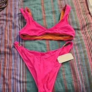 Lspace Pink Bikini Size Large. Top And Bottom